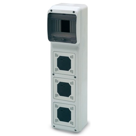 GABINETE PLASTICO PARA USO EXTERIOR 3TOMAS 6 MODULOS 495X125X107MM   COD: FA03960
