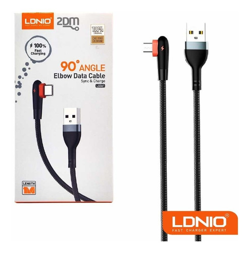 [TECL30590] CABLE TIPO CODO LDNIO LS561 1 MTS 2.4A IPHONE