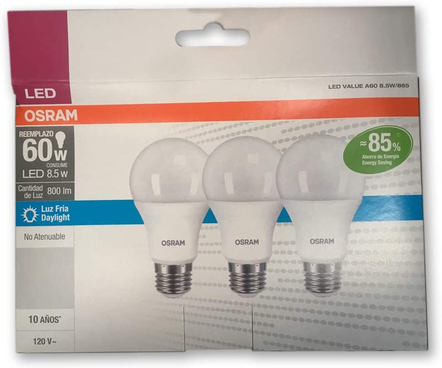 KIT FOCO LED VALUE A60 9W/865 6500K 800LM 120 V LUZ BLANCA  COD: LER46086A