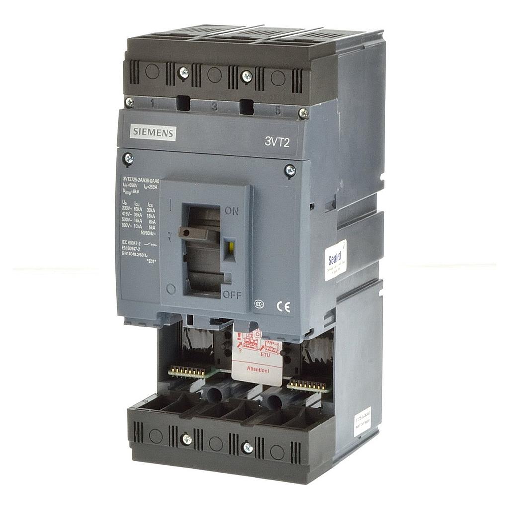 BREAKER 3VT2 SIN PROTECCION 690V. MARCO:250A 3VT2725-2AA36-0AA0  COD: S29255