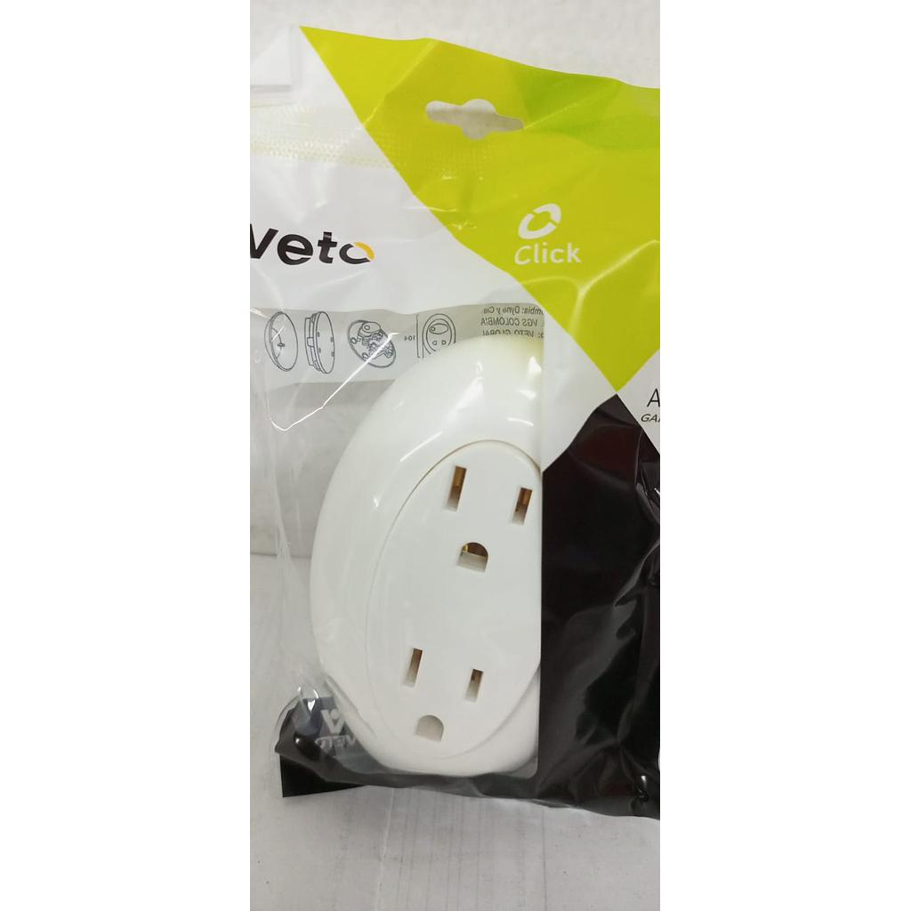 TOMACORRIENTE DOBLE AMER 2P+T BLANCO CLICK  COD: VETC26068