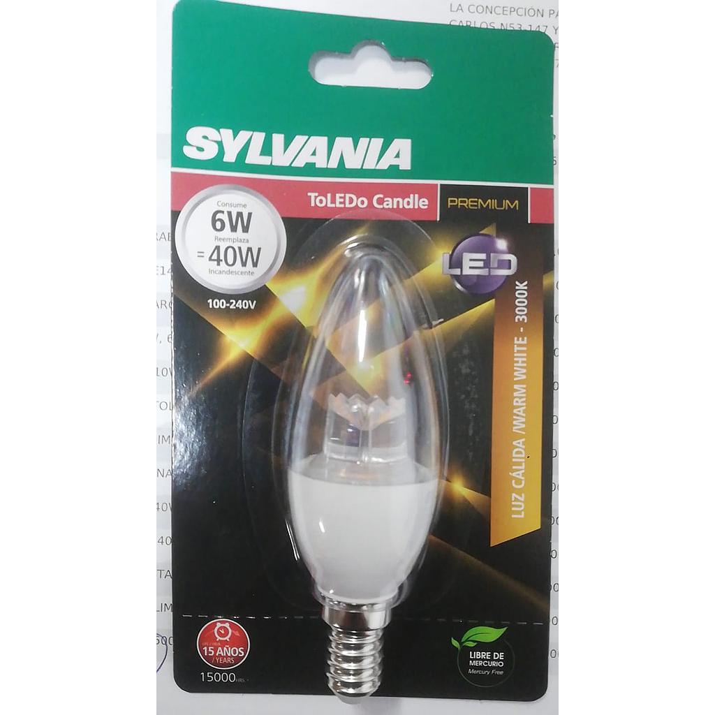 FOCO VELA LED 6W, E14, 2700K. 100-240VAC.  CODIGO P24951-36  COD: LES46593