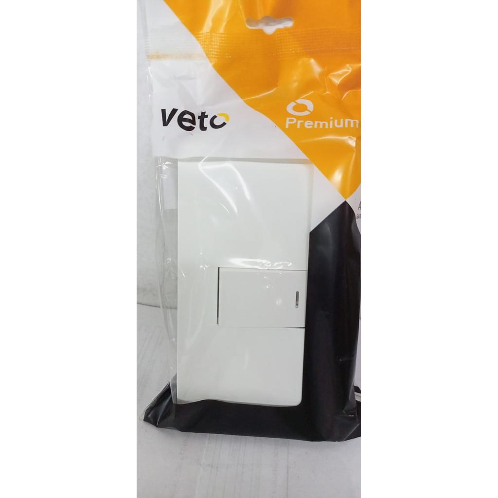 INTERRUPTOR CONMUTADOR LUZ PILOTO SIMPLE BLANCO PREMIUM  COD: VETP23085