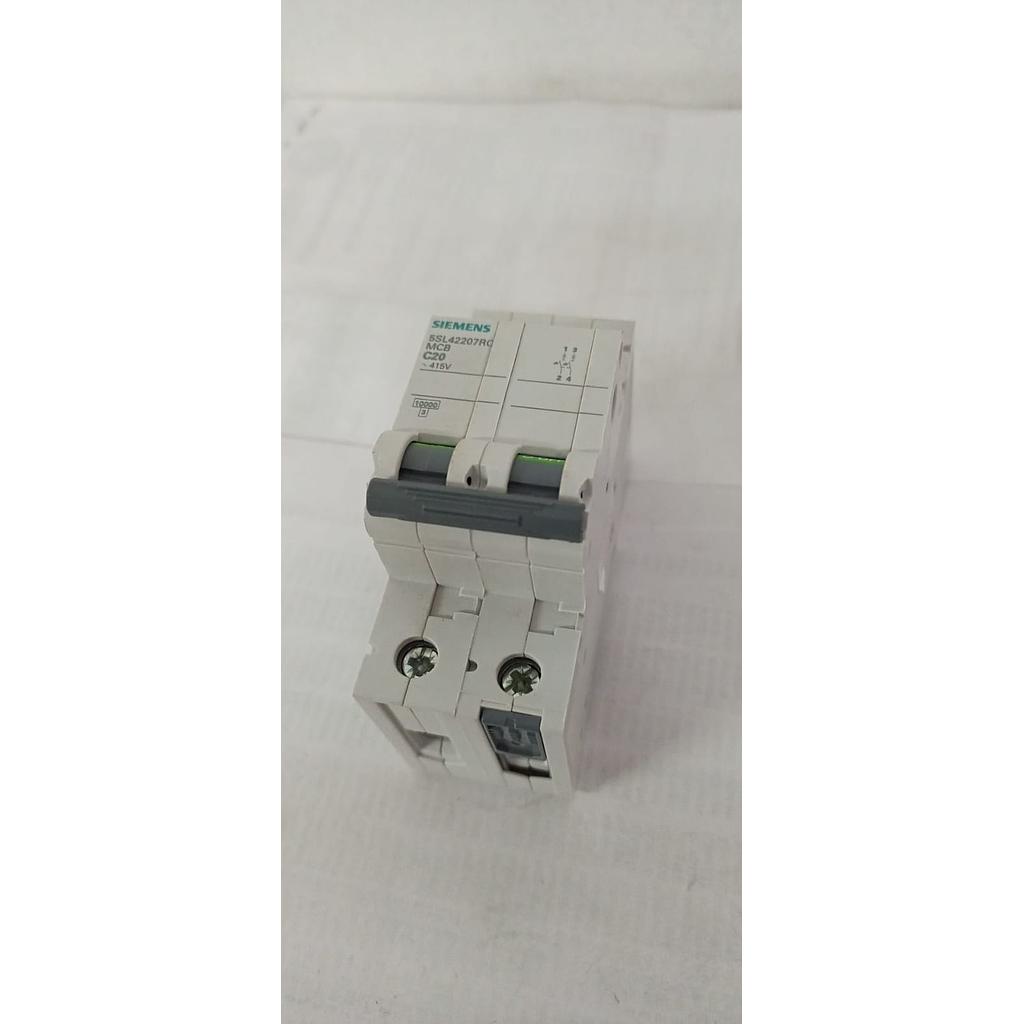 BREAKER RIEL DIN 2P 20A, 10KA .- 5SL4220-7RC  COD: S23823