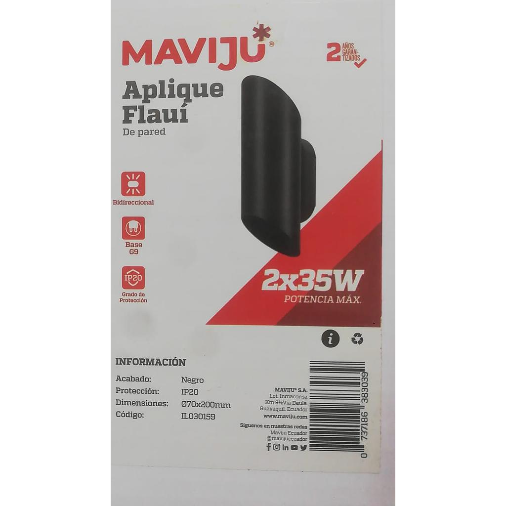 APLIQUE PARA PARED BIDIRECCIONAL FLAUI BASE G9 70X200MM - IL030159  COD: LE46045