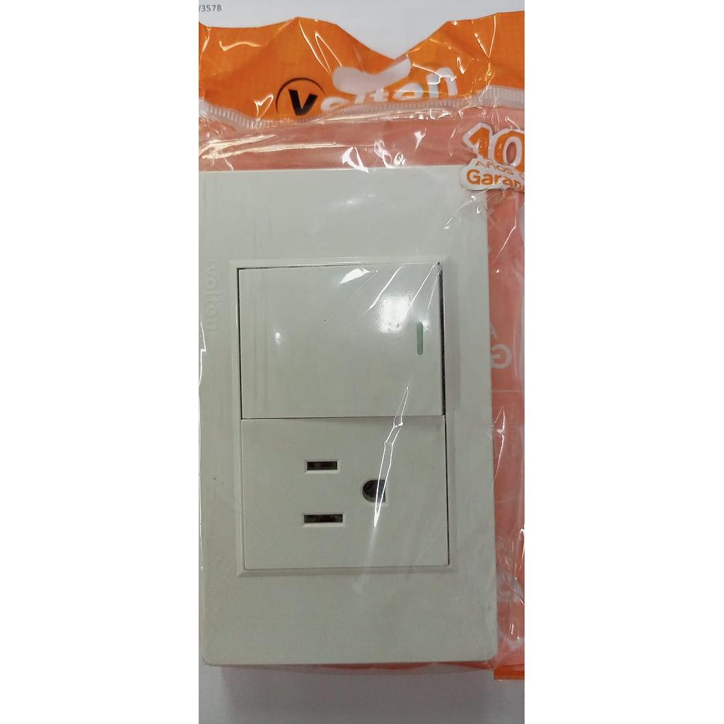 INTERRUPTOR 10A + TOMACO AMER 3P
15A 125-250V BLANCO NOVA VEPB020401  COD: VN20401