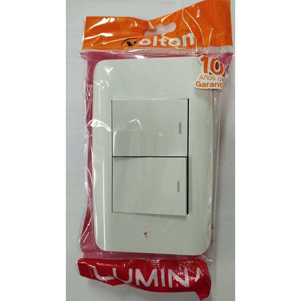 INTERRUPTOR DOBLE CONMUTADO 10A
125-250V BLANCO LUMINA VEPB030104  COD: VL30104