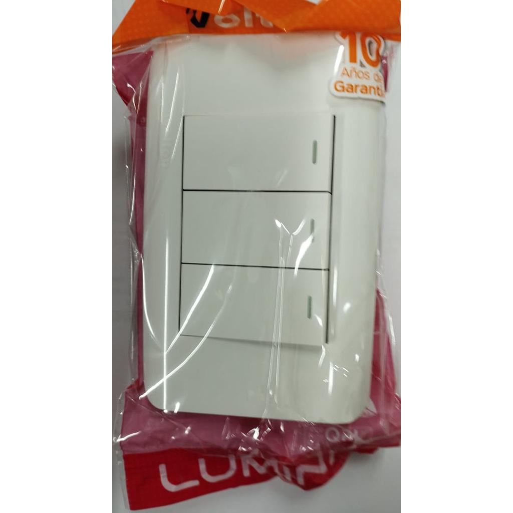 INTERRUPTOR TRIPLE CONMUTADO 10A
125-250V BLANCO LUMINA VEPB030106  COD: VL30106