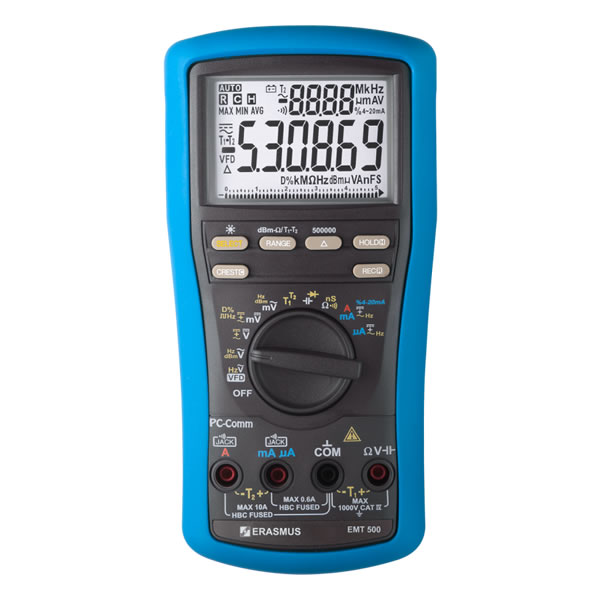 MULTIMETRO RMS EMT-500 CAT III 600V 1000 VDC/VAC 10 DC/AC TEST DE DIODOS Y CONTINUIDAD  EMT-500