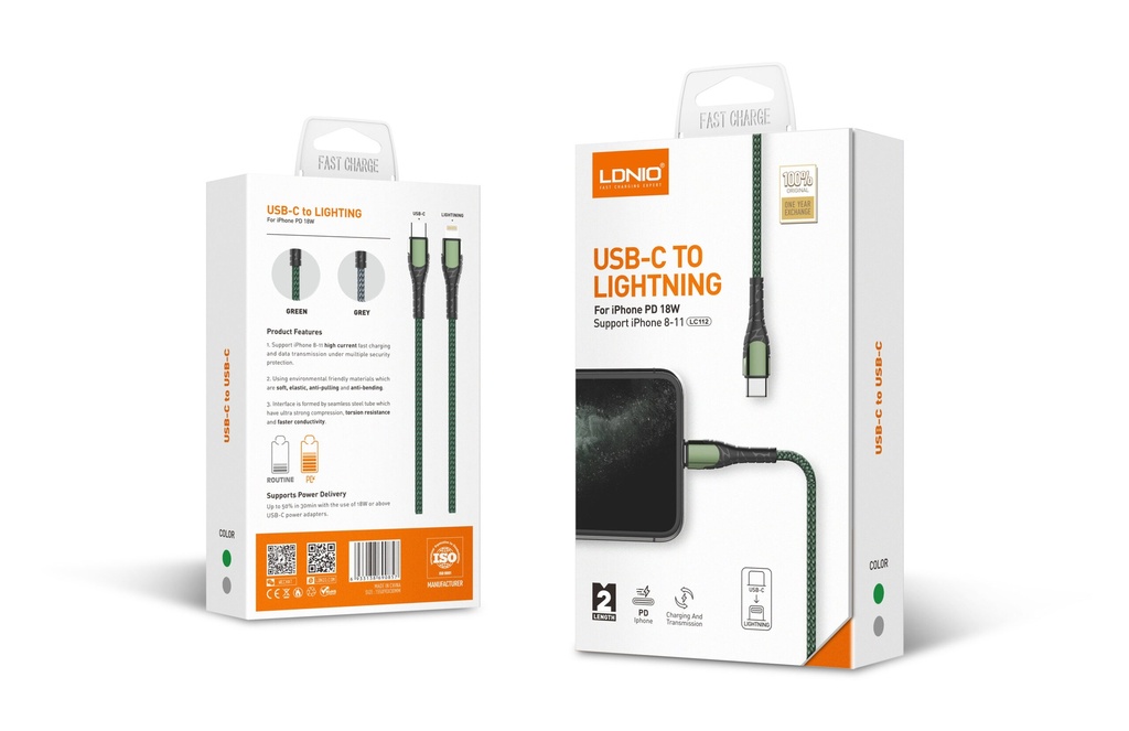 CABLE LDNIO LC111 1 MTS 30W TIPO C a IPHONE 
