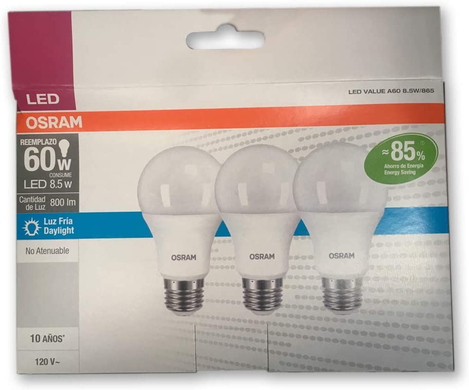 [LER46086A] KIT FOCO LED VALUE A60 9W/865 6500K 800LM 120 V LUZ BLANCA  COD: LER46086A