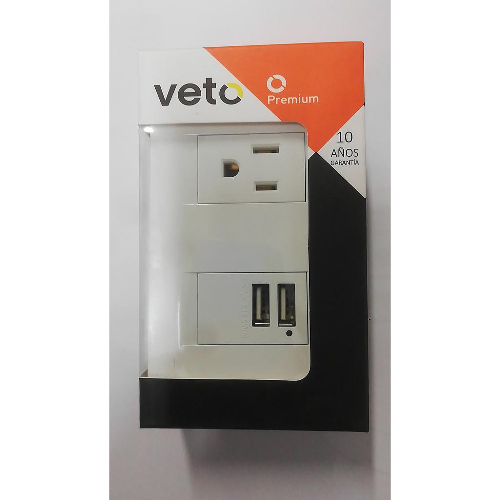 [VETP23788] TOMACORRIENTE + USB 2P+T BLANCO PREMIUM  COD: VETP23788