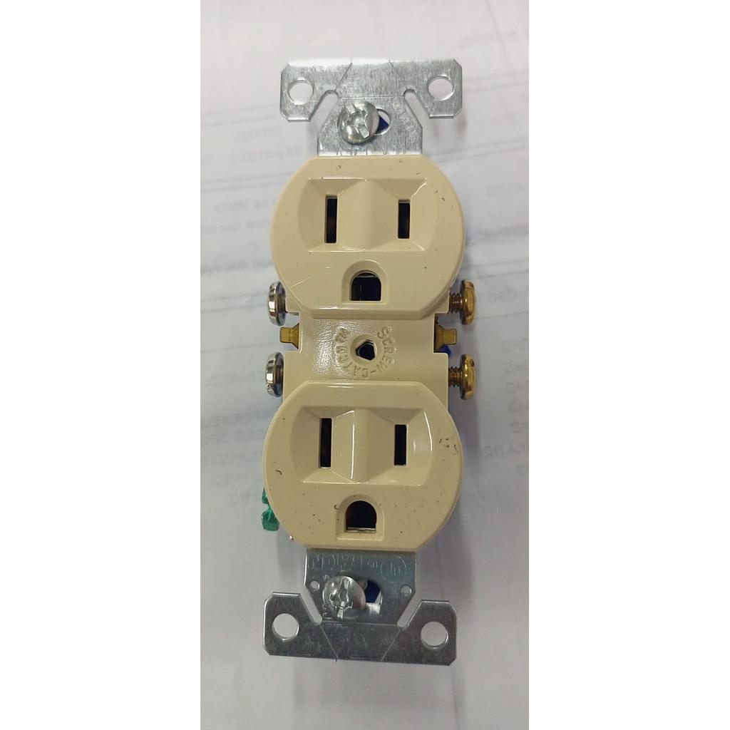 [X72911] TOMACORRIENTE DOBLE POLARIZADO BEIGE T/COOPER  COD: X72911