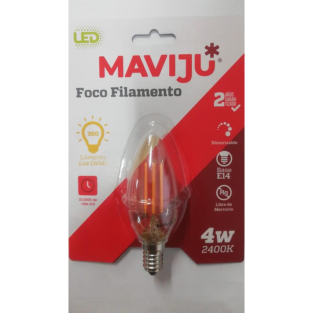 [LE46593] FOCO VELA LED FILAMENTO AMBAR 4W. E14. 2200K  COD: LE46593