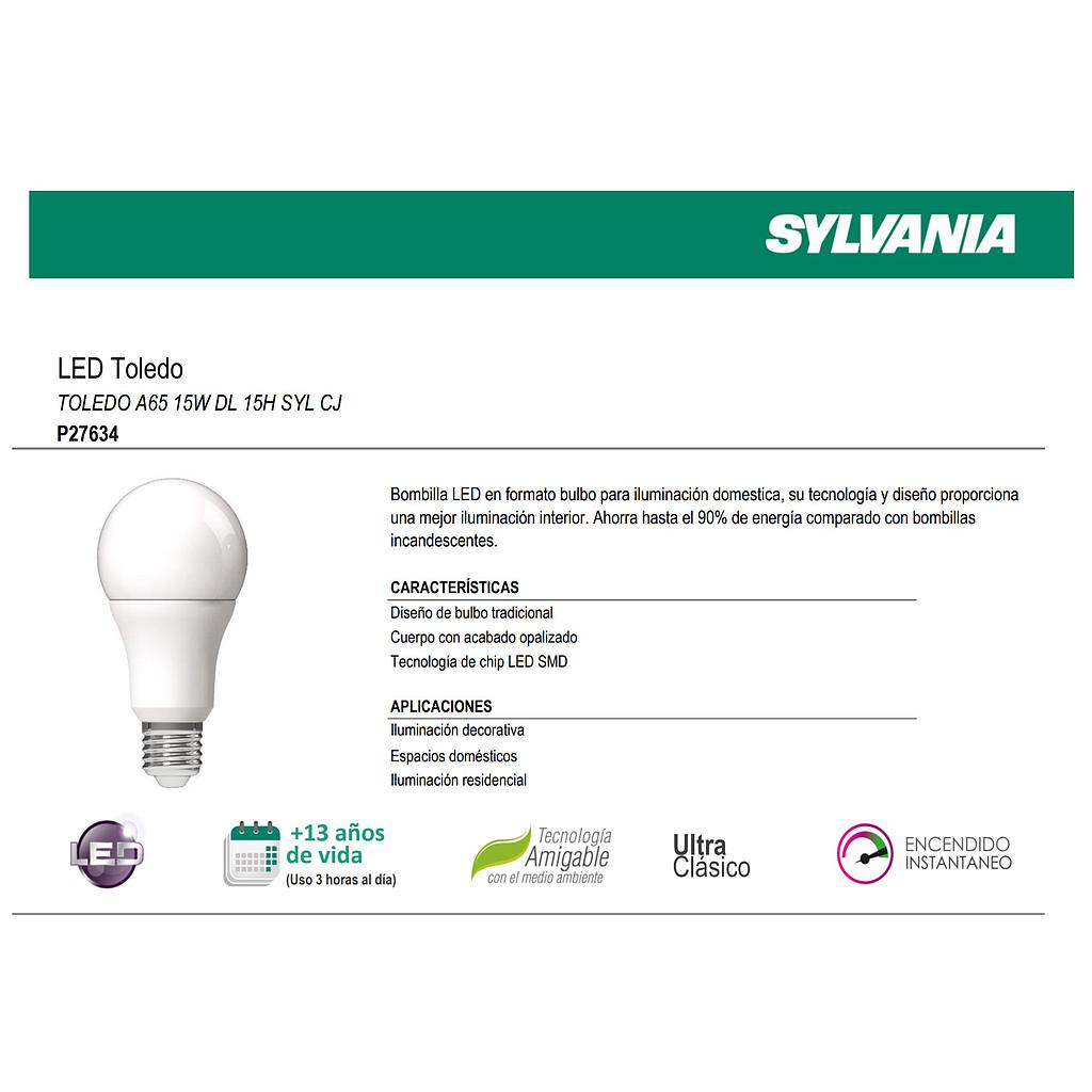 [LES46093] FOCO BOMBILLO LED  TOLEDO 15W 6500K LUZ DIA SYLVANIA   COD: LES46093