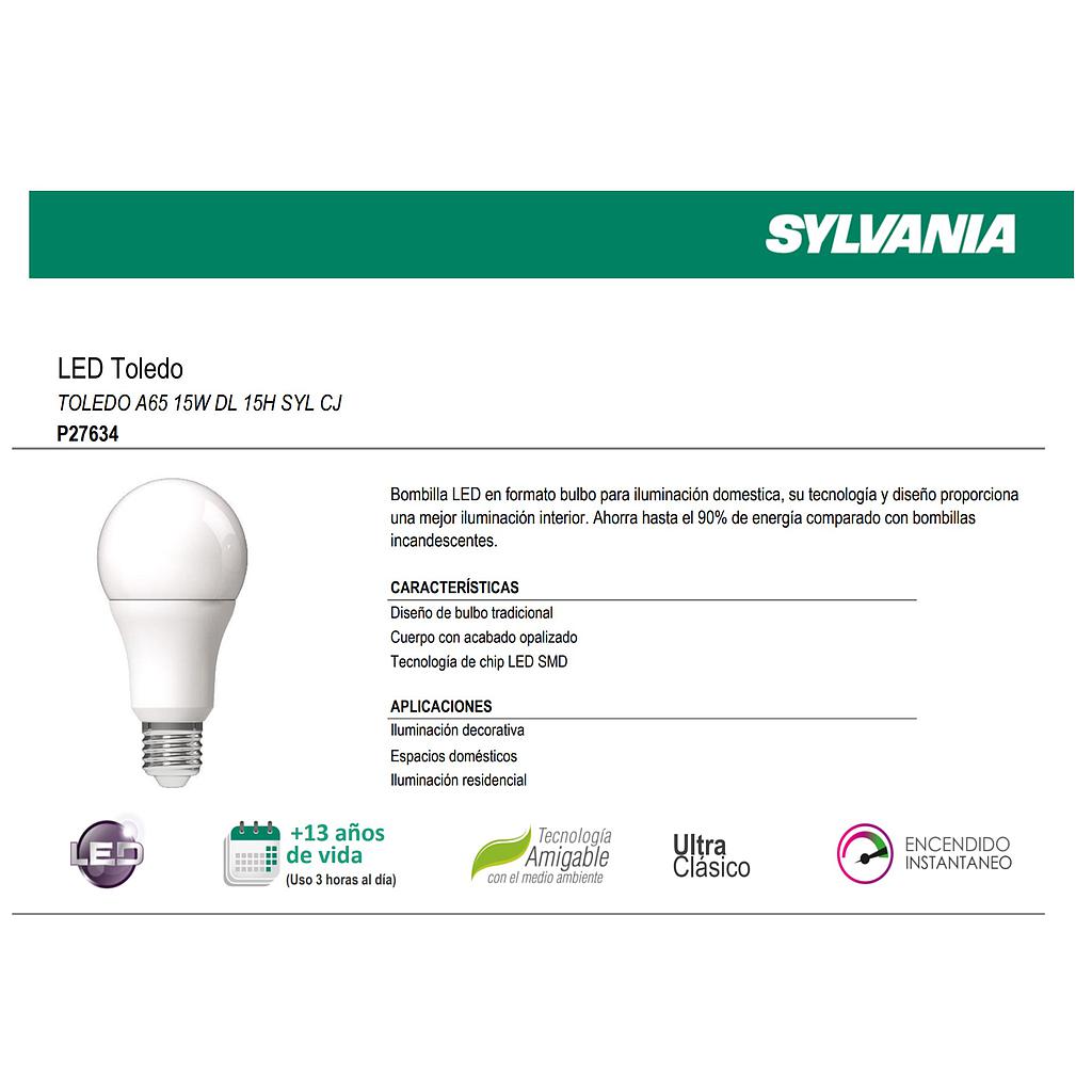 [LES46089] FOCO  BOMBILLO  LED TOLEDO 15W E27  120-277 3000K LUZ CALIDA SYLVANIA  COD: LES46089