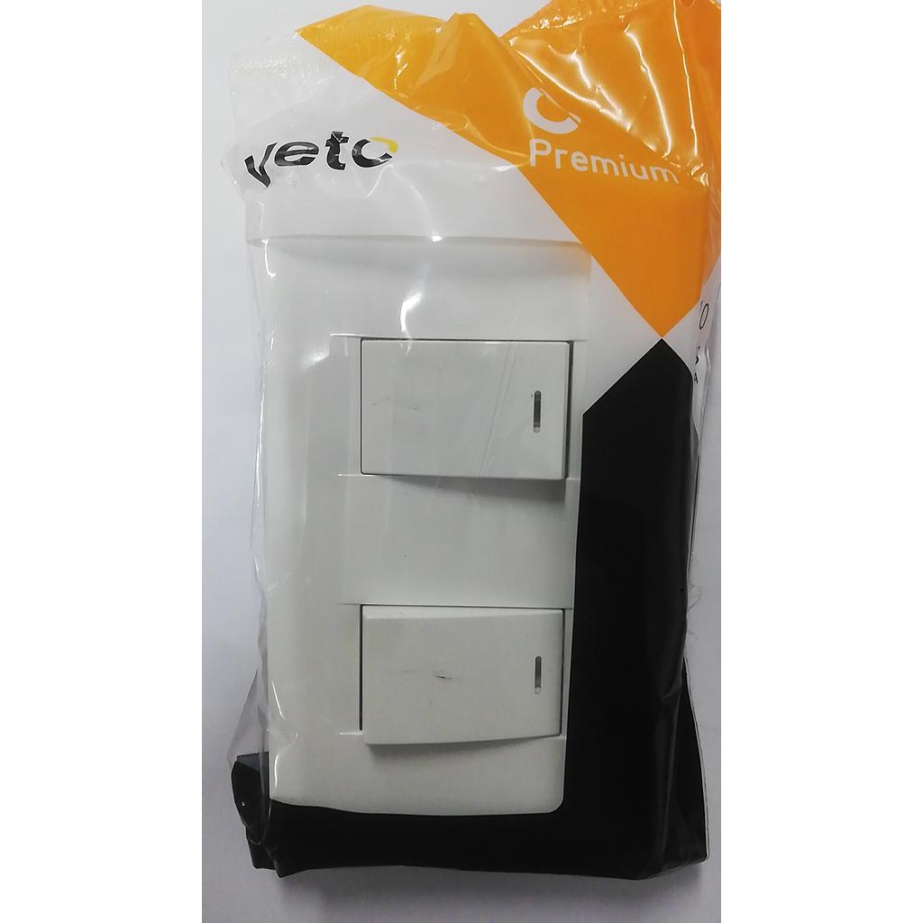 [VETP23108] INTERRUPTOR CONMUTADOR DOBLE BLANCO PREMIUM  COD: VETP23108