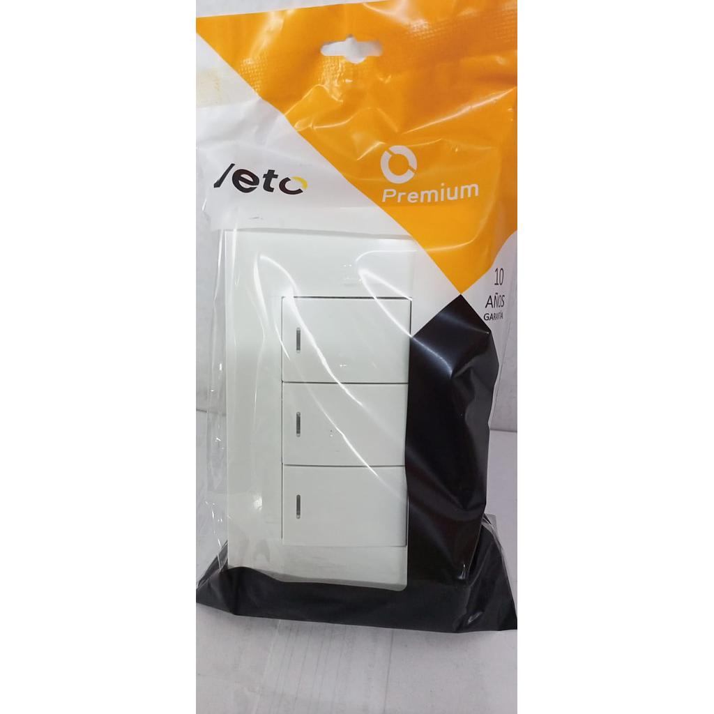 [VETP23115] INTERRUPTOR CONMUTADOR TRIPLE BLANCO PREMIUM  COD: VETP23115