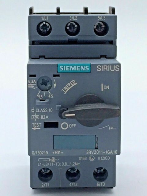 [S20080] GUARDAMOTOR SIEMENS 3RV2011-1GA10  4.5-6.3 AMP  COD: S20080