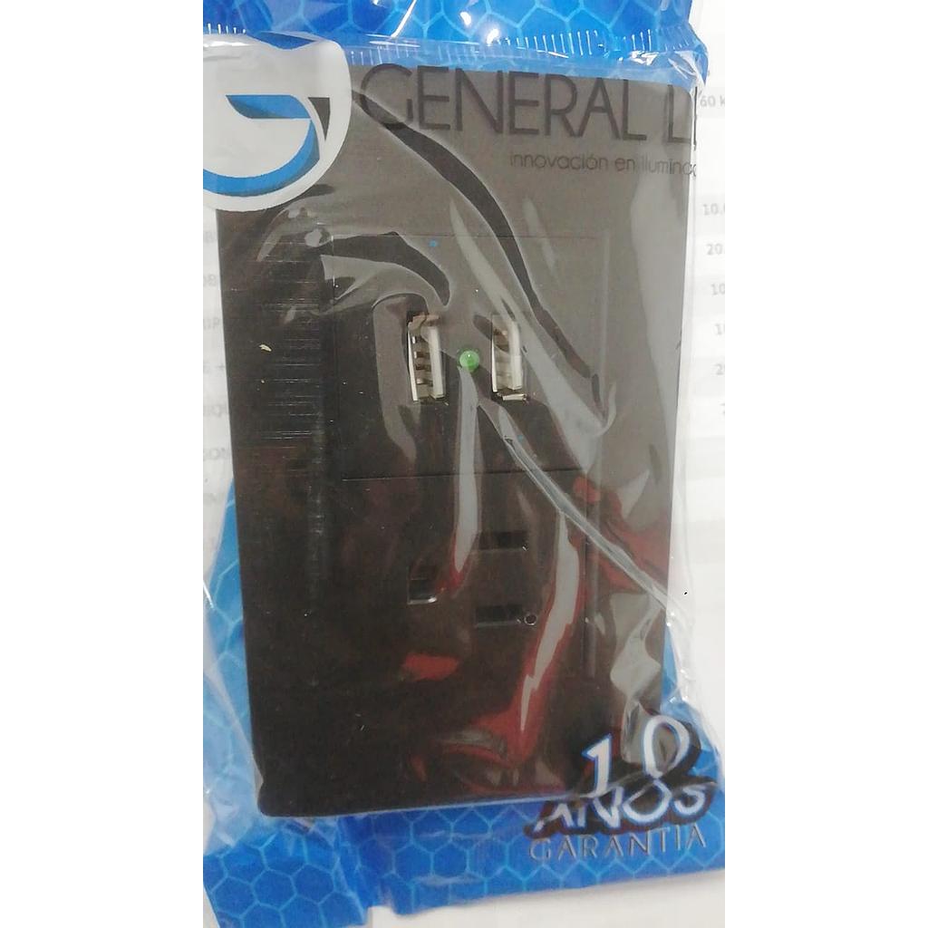 [GF10155] TOMACORRIENTE + USB (RJ11) FUSSION NEGRO  COD: GF10155