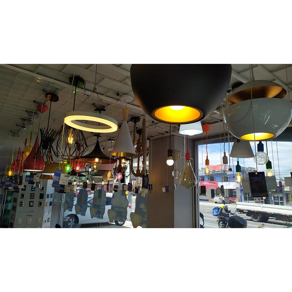 [LD47100] LAMPARA COLGANTE, LINEA SLAGET, 36*24CM, E27 1, ALUMINIO, NEGRO Y DORADO - JH-003  COD: LD47100