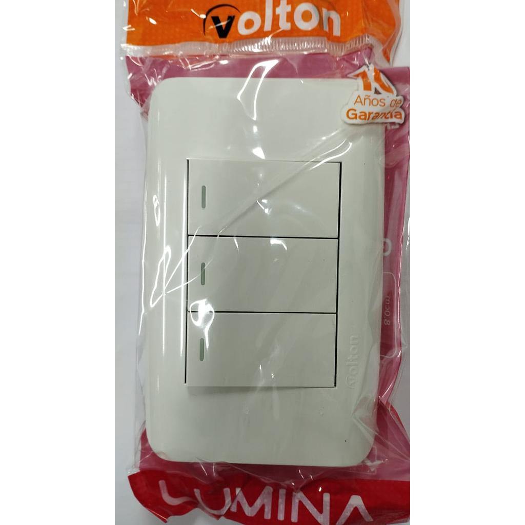 [VL30105] INTERRUPTOR TRIPLE 10A 125-250V
BLANCO LUMINA VEPB030105  COD: VL30105