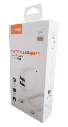 [TECL30530] CARGADOR RAPIDO PARA PARED LDNIO A2218 ANDROID (2 PPUERTOS)