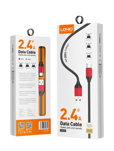 [TECL30550] CABLE TIPO CUERDA LDNIO LS431 1 MTS 2.4A IPHONE